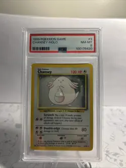 Pokemon TCG Chansey Base Set Holo Rare PSA 8 1999 English Card #3/102 - Image 1
