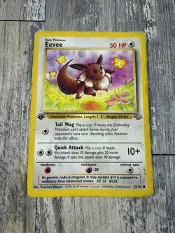Eevee Jungle #51/64 Common 1st Edition Pokemon Card - HP Damaged - Image 1