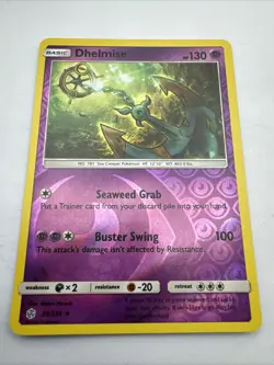 REVERSE HOLO Pokemon Sun & Moon Cosmic Eclipse TCG Card Dhelmise 98/236 - Image 1