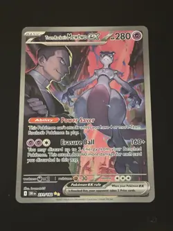 Pokemon TCG Destined Rivals Team Rocket's Mewtwo EX Full Art Card 231/182 MINT - Image 2