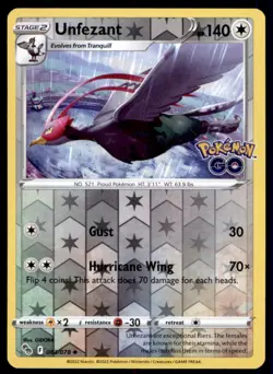 Unfezant 063/078 Uncommon Pokemon GO Pokemon Reverse Holo Lightly Played - Image 1