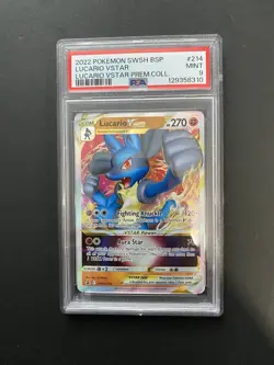 2022 Pokemon SWSH Black Star Promo Lucario VSTAR Premium Collection #214 PSA 9 - Image 1