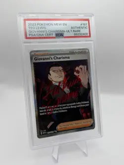 PSA Authentic Signed Ted Lewis Pokemon Giovanni’s Charisma 197/165 SV 151 - Image 1