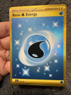 Pokemon Gold Basic Water Energy TCG Paldea Evolved Holo Hyper Rare Card 279/193 - Image 2