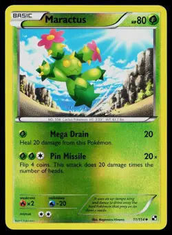 Pokemon Card Black & White Maractus 11/114 Reverse Holo Uncommon - Image 1