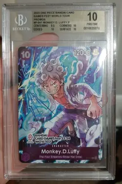 One Piece Monkey.D.Luffy P-041 Bandai Card Games Fest World Tour BGS Pristine 10 - Image 1