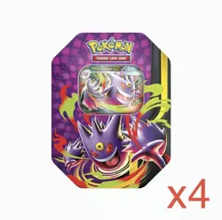 PRESALE Pokemon Mega Moonlit Tin Mega Gengar FACTORY SEALED (Lot Of 4) - Image 1