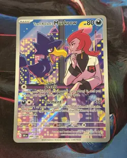Team Rocket's Murkrow 200/182: Destined Rivals Illustration Rare Holo NM Pokemon - Image 1