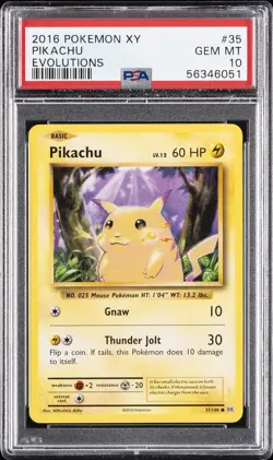 2016 POKEMON XY EVOLUTIONS #35 PIKACHU PSA 10 - Image 1