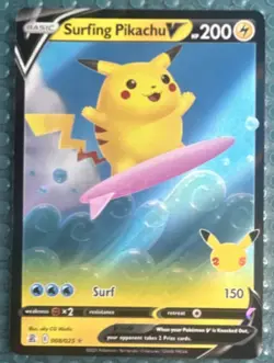 Surfing Pikachu V 008/025 Celebrations Ultra Rare Holo English HP 200 - Image 1