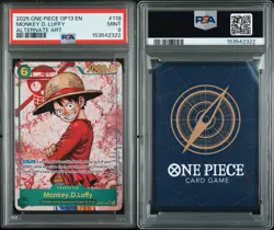 2025 One Piece OP13 EN Monkey D. Luffy Alternate Art #118 PSA 9 - Image 3