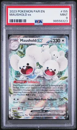 2023 POKEMON PAR EN-PARADOX RIFT #155 MAUSHOLD EX PSA 9 - Image 1