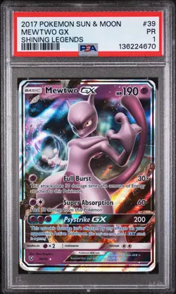 Mewtwo Gx Pokemon Sun & Moon Shining Legends 39 NM PSA 1 LOW POP! POP 2!!🔥 - Image 1