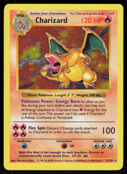 Pokemon Charizard 4/102 Base Set Shadowless Holo Rare Heavily Played - Image 1