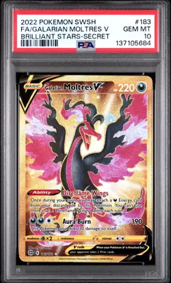 2022 POKEMON SWORD & SHIELD BRILLIANT STARS FULL ART/GALARIAN MOLTRES V PSA 10 - Image 1