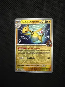 Team Rocket's Ampharos 074/182 Uncommon Destined Rivals Pokemon Reverse Holo NM - Image 1