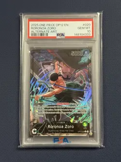 2025 ONE PIECE OP12-020 LEGACY OF THE MASTER RORONOA ZORO ALT ART LEADER PSA 10 - Image 1