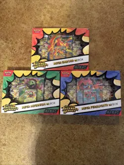 3 Pokemon TCG Ascended Heroes Mega ex Box Bundle Feraligatr Emboar Meganium New - Image 1