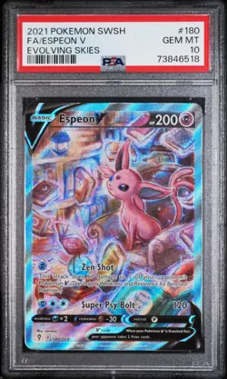 Pokemon Espeon V Alternate Full Art Ultra Rare 180/203 PSA 10 GEM MINT Evolving - Image 1