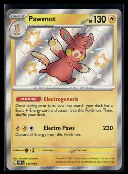 Pawmot 144/091 Paldean Fates Shiny Rare Pokemon - Image 1