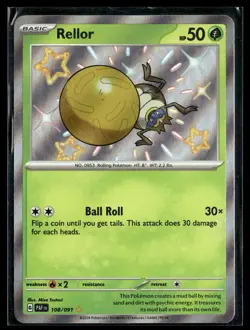 Rellor 108/091 Paldean Fates Shiny Rare Pokemon - Image 1