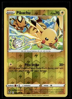 Pikachu 049/195 Silver Tempest Reverse Holo Common Pokemon - Image 1