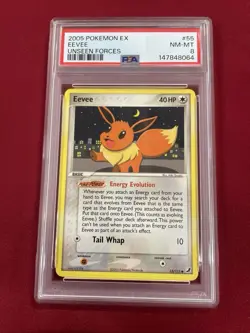 GRADED PSA 8 2005 Pokemon EX Eevee Unseen Forces #55 - Image 1