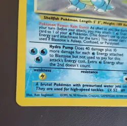 Wizards of the Coast Pokemon TCG Base Set Blastoise 2/102 Holo Rare English 1999 - Image 3