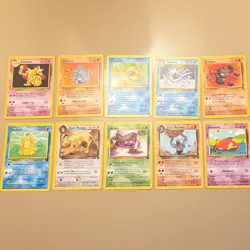 Wizards Pokemon TCG damaged card lot 10 cards Psyduck Kadabra Dark Persian DMG - Image 1