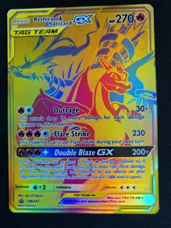 2021 Pokemon SM Black Star Promo SM247 Full Art Reshiram & Charizard GX - Image 1