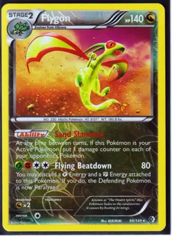 2012 POKEMON FLYGON 99/149 BLACK & WHITE BOUNDARIES CROSSED REV HOLO NM/LP - Image 1