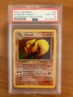 Pokemon TCG Legendary Collection Flareon 10/110 Holo PSA 8 NM-MT - Image 1