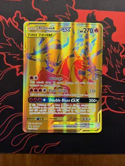 JUMBO Oversized Reshiram & Charizard GX Tag Team Gold Promo SM247 Pokemon NM - Image 1