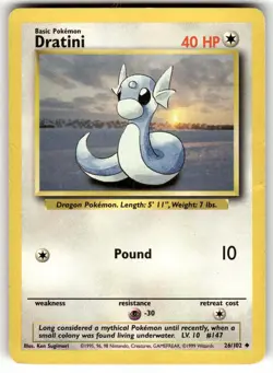 Dratini 26/102 Uncommon Base Set Unlimited Pokemon Heavily Played - Image 1
