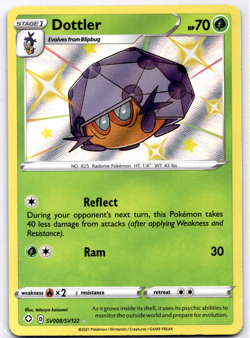 Pokemon TCG Dottler SV008/SV122 Shining Fates Baby Shiny Holo Rare Near Mint - Image 1