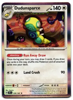 Dudunsparce 129/162 - 🌊 Temporal Forces Rare Pokemon TCG Holo 🖤 - LP - Image 1