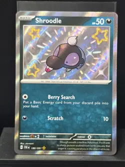 Shroodle Pokemon SV Paldean Fates 189/091 Baby Shiny Rare Holo Near Mint - Image 1