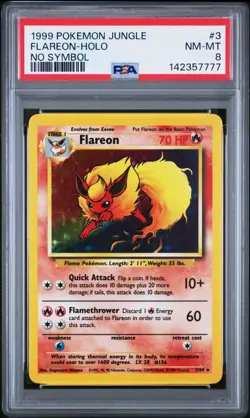 Flareon NO SYMBOL ERROR Pokemon Jungle 3/64 Holo Unlimited PSA 8 NEW CERT - Image 2