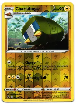 Charjabug 065/192 - 🌊 Rebel Clash Uncommon Pokemon TCG Reverse Holo 🖤 - LP - Image 1