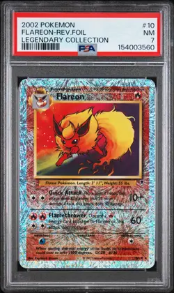 2002 POKEMON LEGENDARY COL. #10 FLAREON-REVERSE FOIL - PSA 7 - Image 1