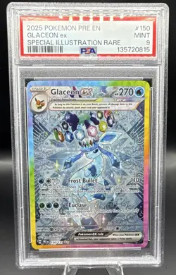 Pokemon 2025 Glaceon ex 150/131 Prismatic Evolutions SIR Holo PSA 9 - Image 1