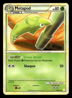 Metapod 46/123 Uncommon HeartGold & SoulSilver Pokemon LP - Image 1