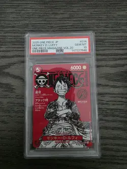 Bandai 2025 One Piece Magazine Vol.20 Monkey D. Luffy #014 Holo Promo PSA - Image 1