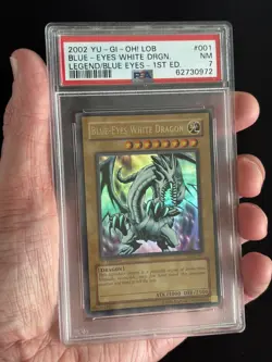 2002 YU-GI-OH! BLUE EYES WHITE DRAGON LOB-001 1ST EDITION CARD PSA 7 NM - Image 2