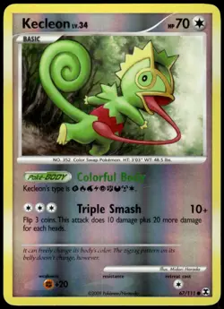 Kecleon 67/111 Rising Rivals Reverse Holo Common LP Pokemon 2009 - Image 1