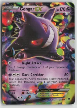 Gengar EX 34/119 Holo EX Rare Phantom Forces Pokemon LP - Image 1