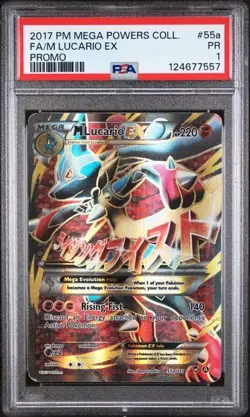 2017 POKEMON MEGA POWERS COLL #55A/111 FULL ART MEGA LUCARIO EX PROMOS PSA 1 - Image 4