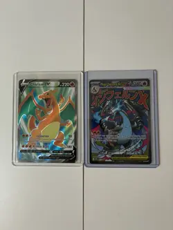 Pokemon TCG Charizard V 153/172 + Mega Charizard X EX Promo 023 Lot of 2 NM - Image 1