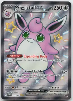 Wigglytuff ex Shiny Ultra Rare SV: Paldean Fates 222/091 Pokemon TCG - Image 1