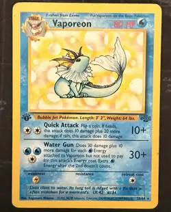 1999 Pokemon Jungle Vaporeon 1st Edition Rare Card 28/64 Vintage - Image 1